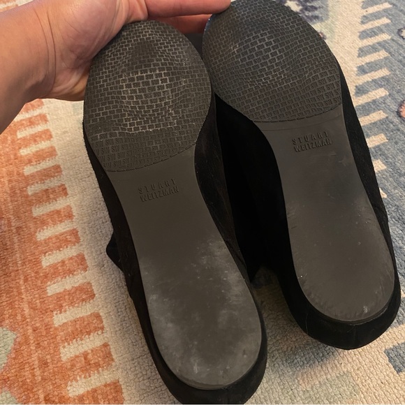 Stuart Weitzman Lander 50/50 Over the Knee Boot - Sz 9- Black Suede Wedge Heel - Picture 4 of 16